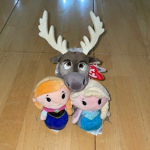 Anna and Elsa itty bitty and Sven TY plush